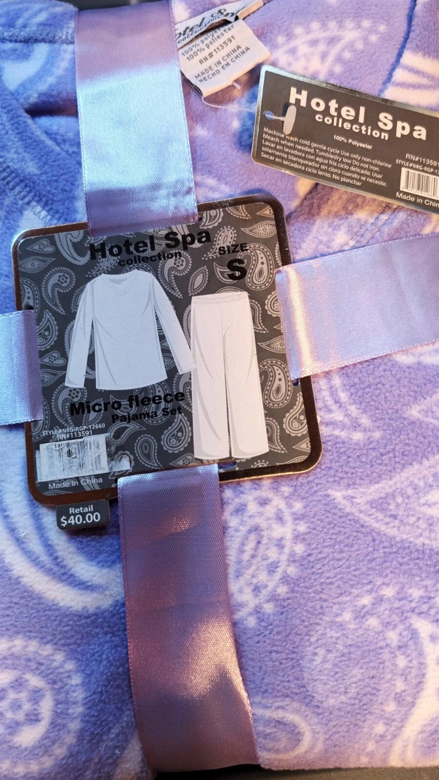 Hotel Spa Collection Micro Fleece Pajama Set Women Size S, New w/Tags PET RESCUE