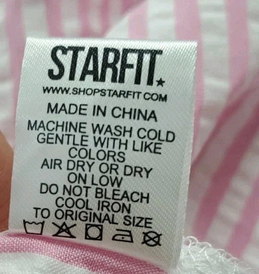 NEW STARFIT Long Pajama Set - White Pink Size Medium