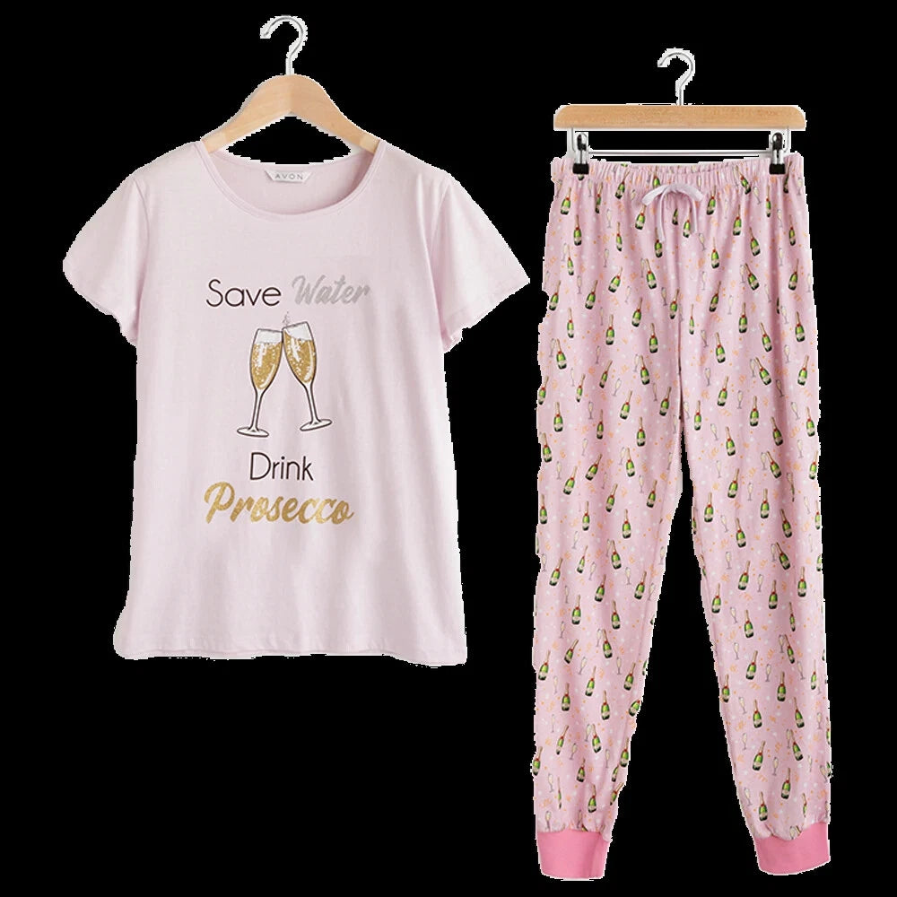 Avon Sparkle Prosecco PJs - Pyjamas. Pink - 20/22 - BNIP