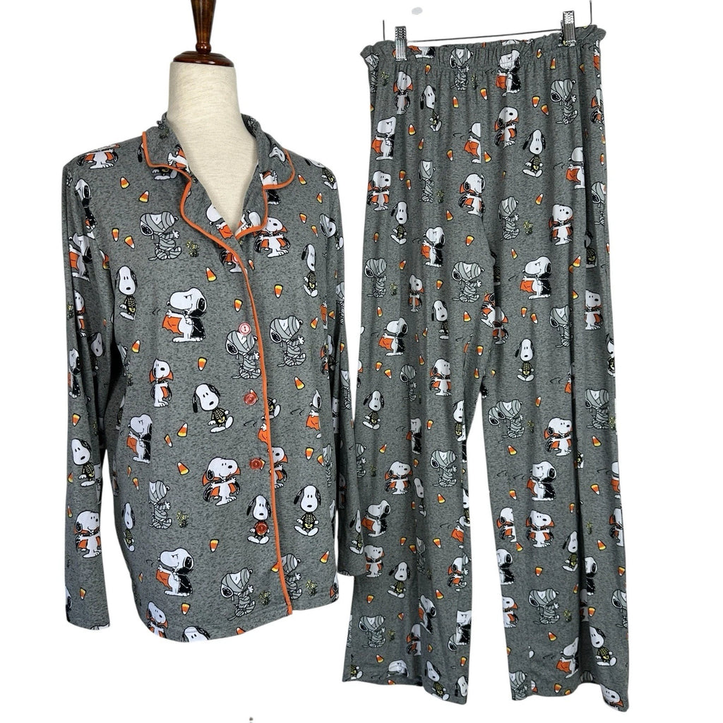 Munki Munki Peanuts Pajama Set 2pc Womens Large Halloween Snoopy Lounge