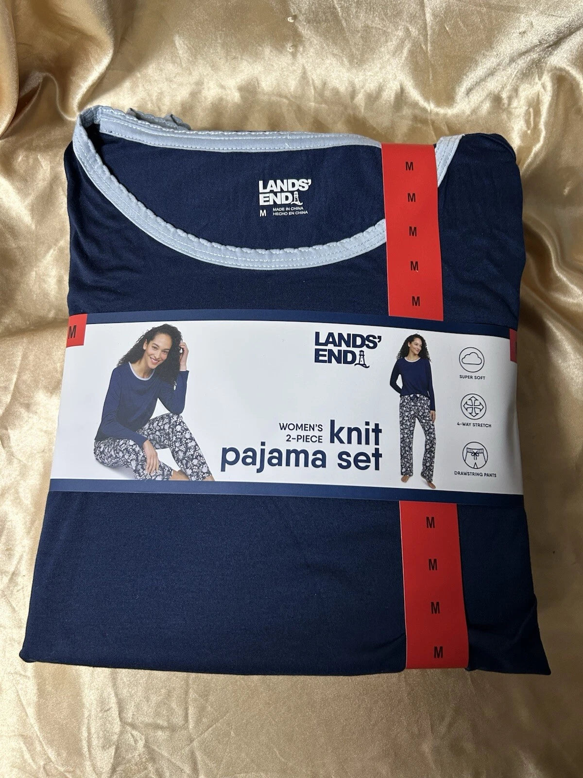 2 piece LANDS END Soft Stretch womens Sleepwear Pajama Set Size MEDIUM 8-10