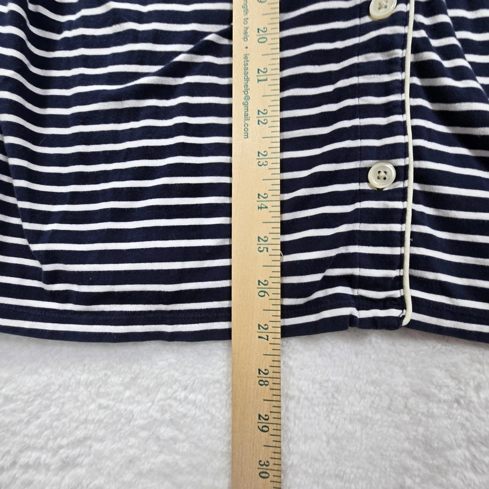 J Crew Womens Pajama Set L Blue White Striped Long Sleeve Sleepwear Lounge Comfy