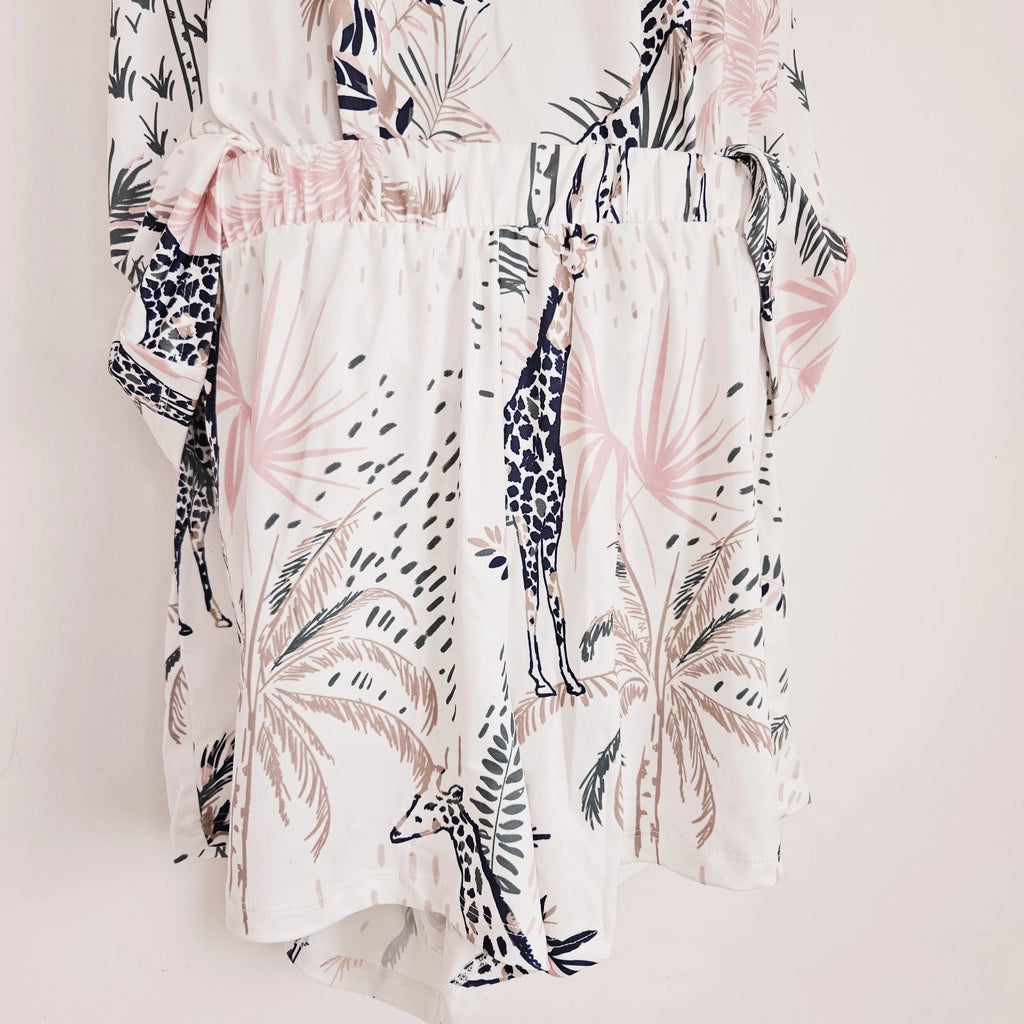 NEW JD Williams Plus Size 16-34 Giraffe Palm Print Pyjama 2 Piece Set Top Shorts