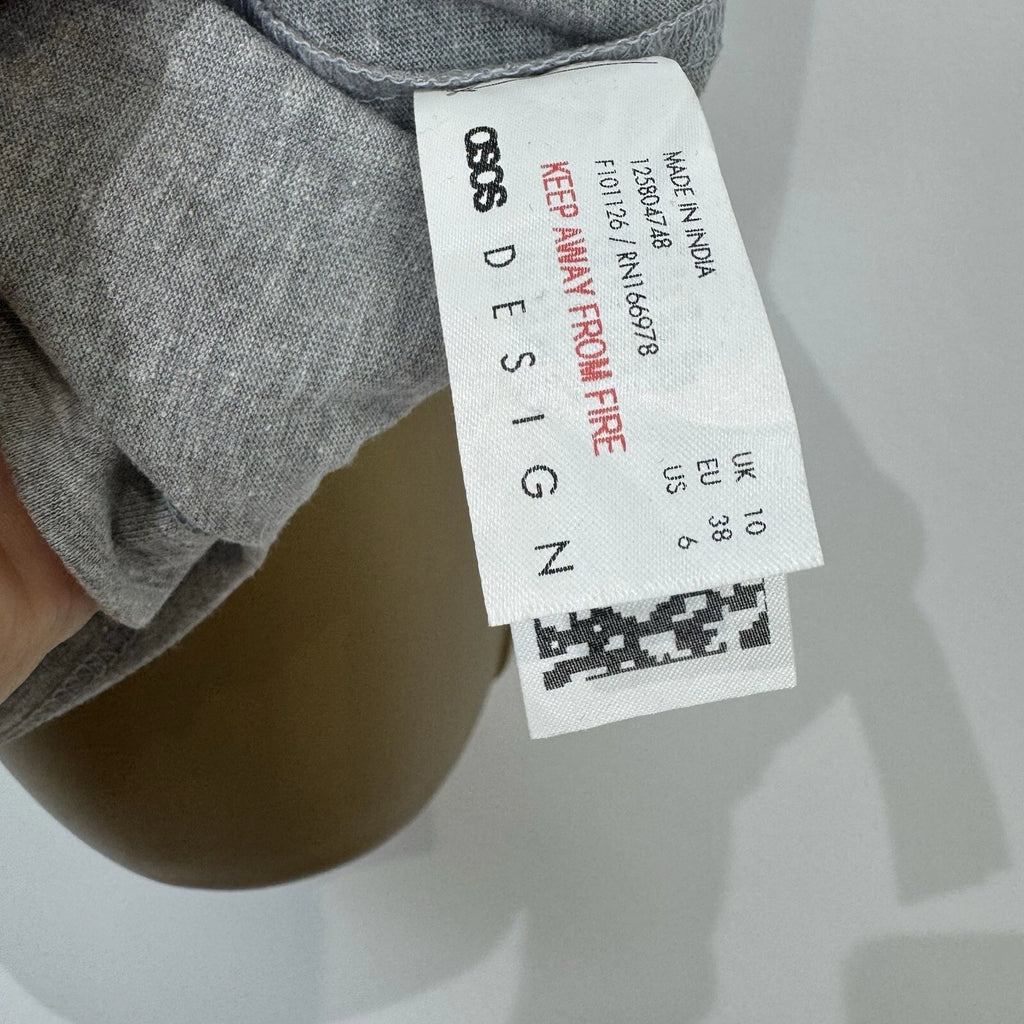 Asos Pyjamas Set Grey Marl Cotton Mix Jersey T Shirt Straight Leg Size 10