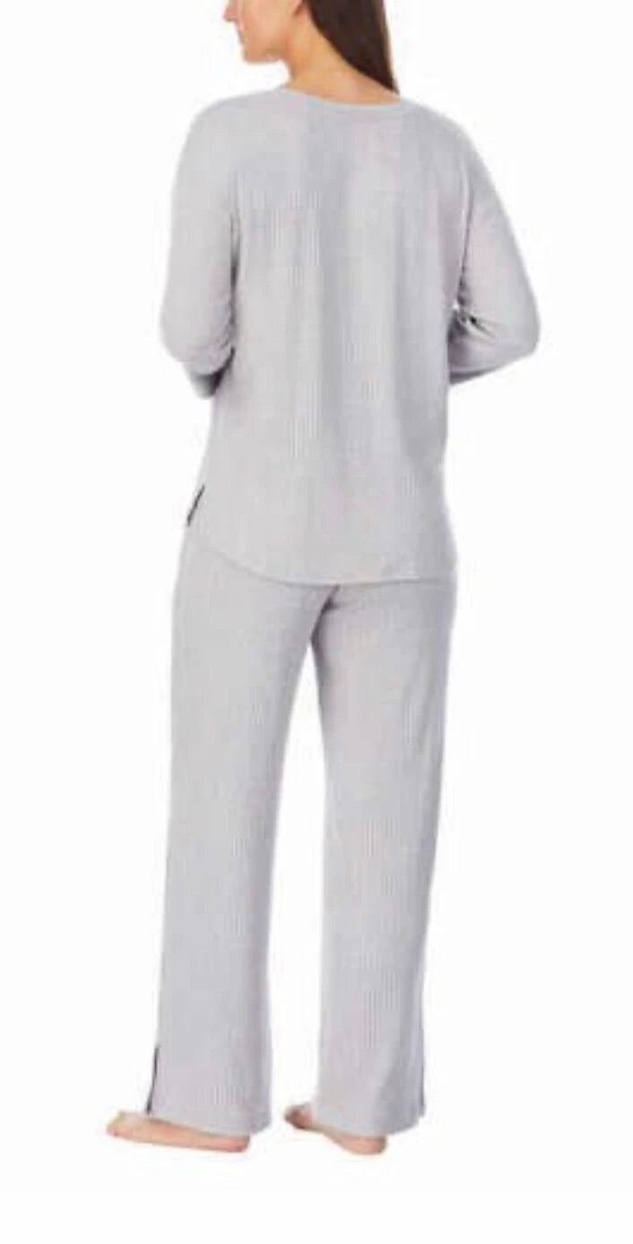 Carole Hochman Ladies' Pajama Lounge Gray 2-Piece Ribbed Top Pant XXL NEW
