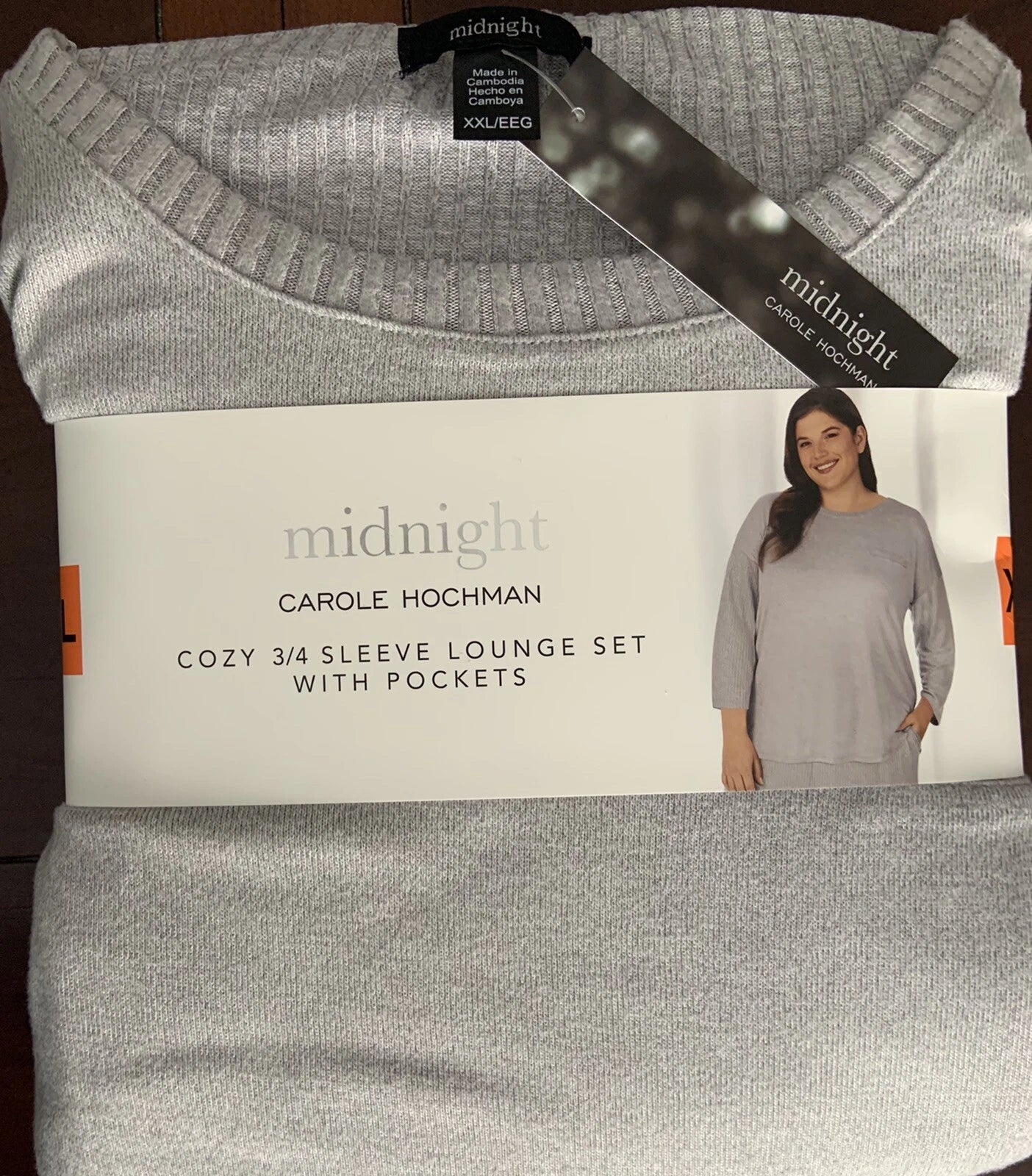Carole Hochman Ladies' Pajama Lounge Gray 2-Piece Ribbed Top Pant XXL NEW