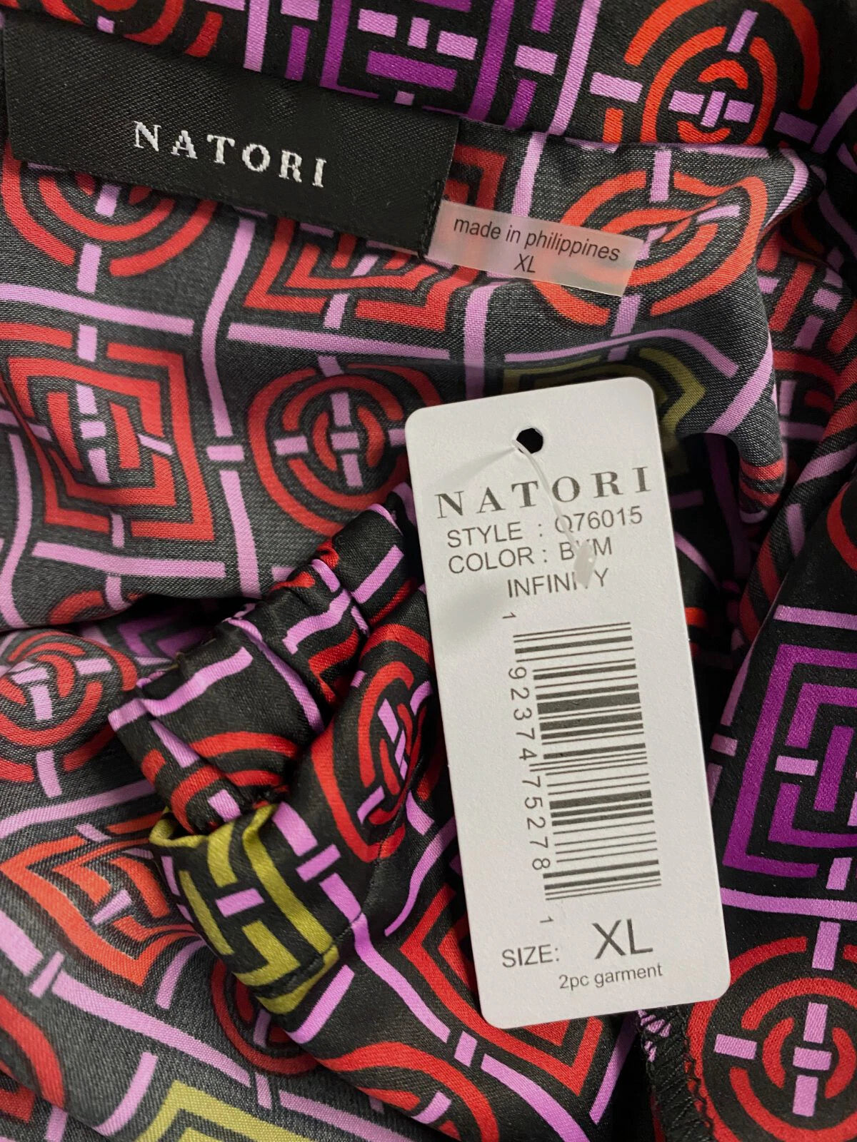 $195 Natori Women's Black Red Sleepwear 2-Piece Infinity Pajama Set Size XL