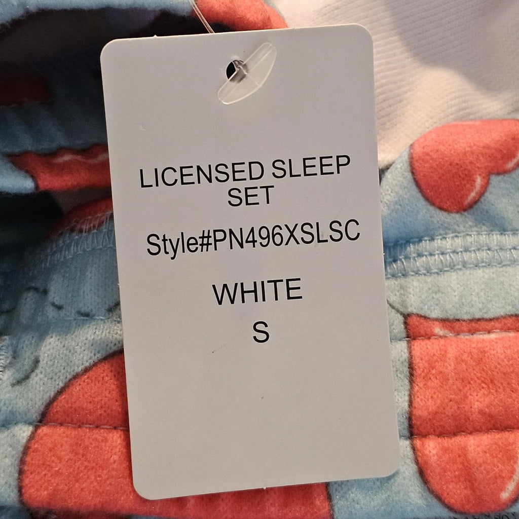 NWT Peanuts Women's White/Blue 2 Piece Set-Pajamas/Pants Size S(4/6)