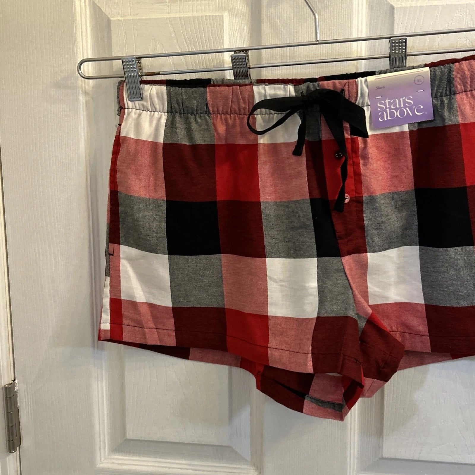 NWT Stars Above Women’s Plaid Flannel Pajama Lounge Shorts Size XL Red Multi