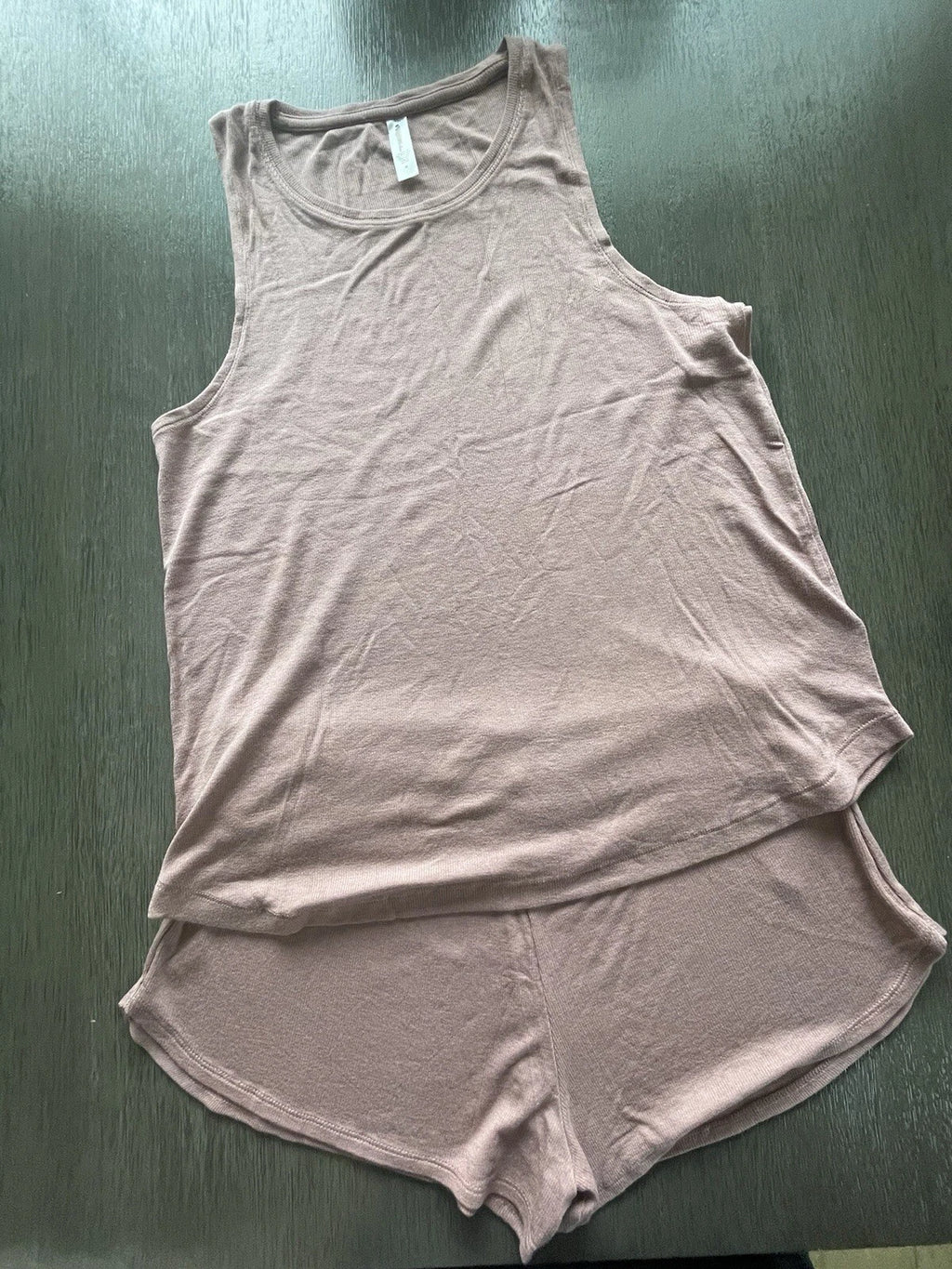 Athleta Well Rested Ribbed Sleep Soft Pink Shorts Tank NWOT Pajama Set Medium
