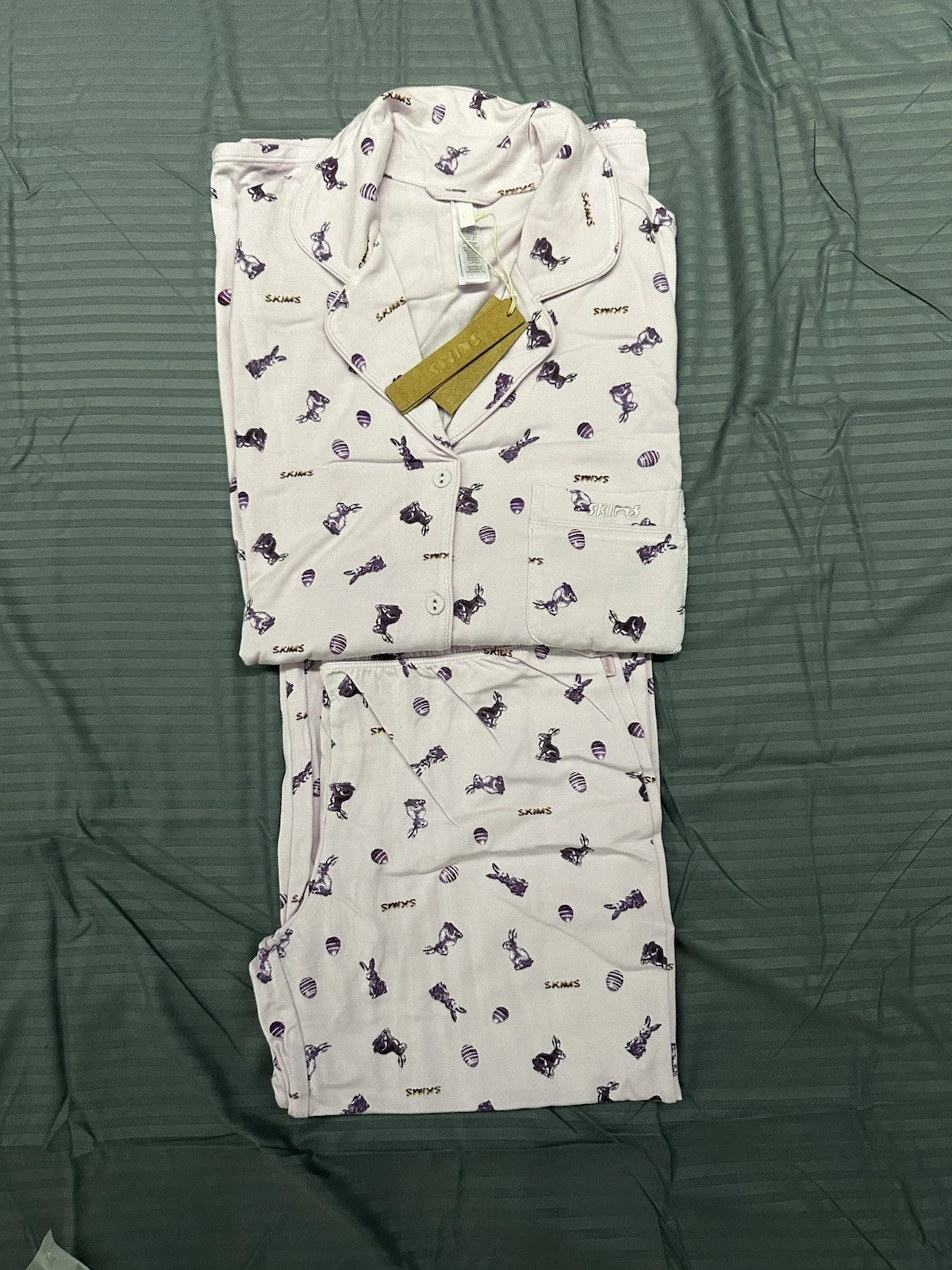 Skims Sleep Long Sleeve Button Up Set ( Wildrose Bunny Print | XS )