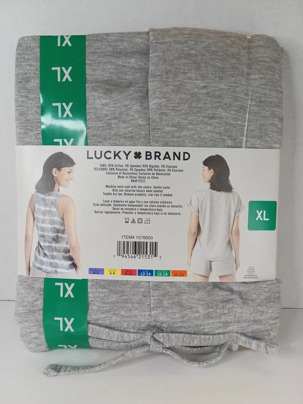 NEW Lucky Brand Pajamas Size XL 3 Piece Short Sleep Set Women's Blue/Grey 3 pc