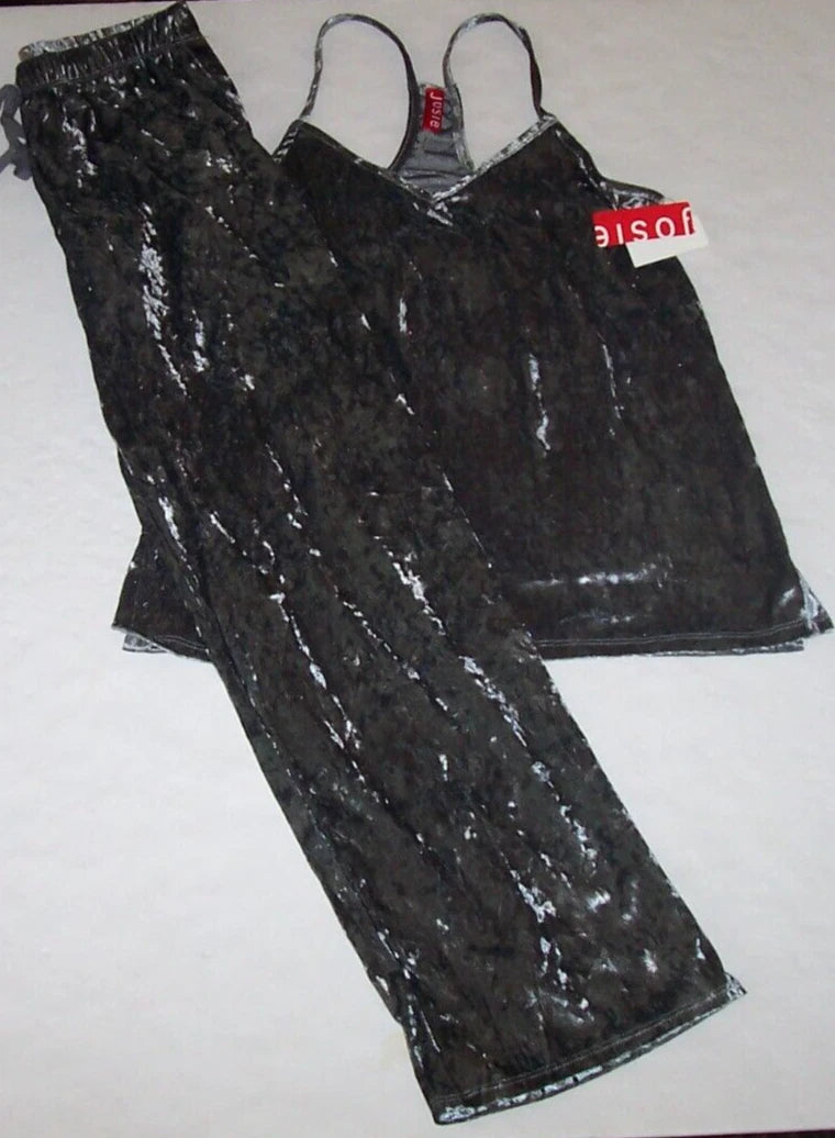NWT Josie Natori GRANITE GRAY VELVET CRUSH Soft Pajama/Lounge Set S GORGEOUS