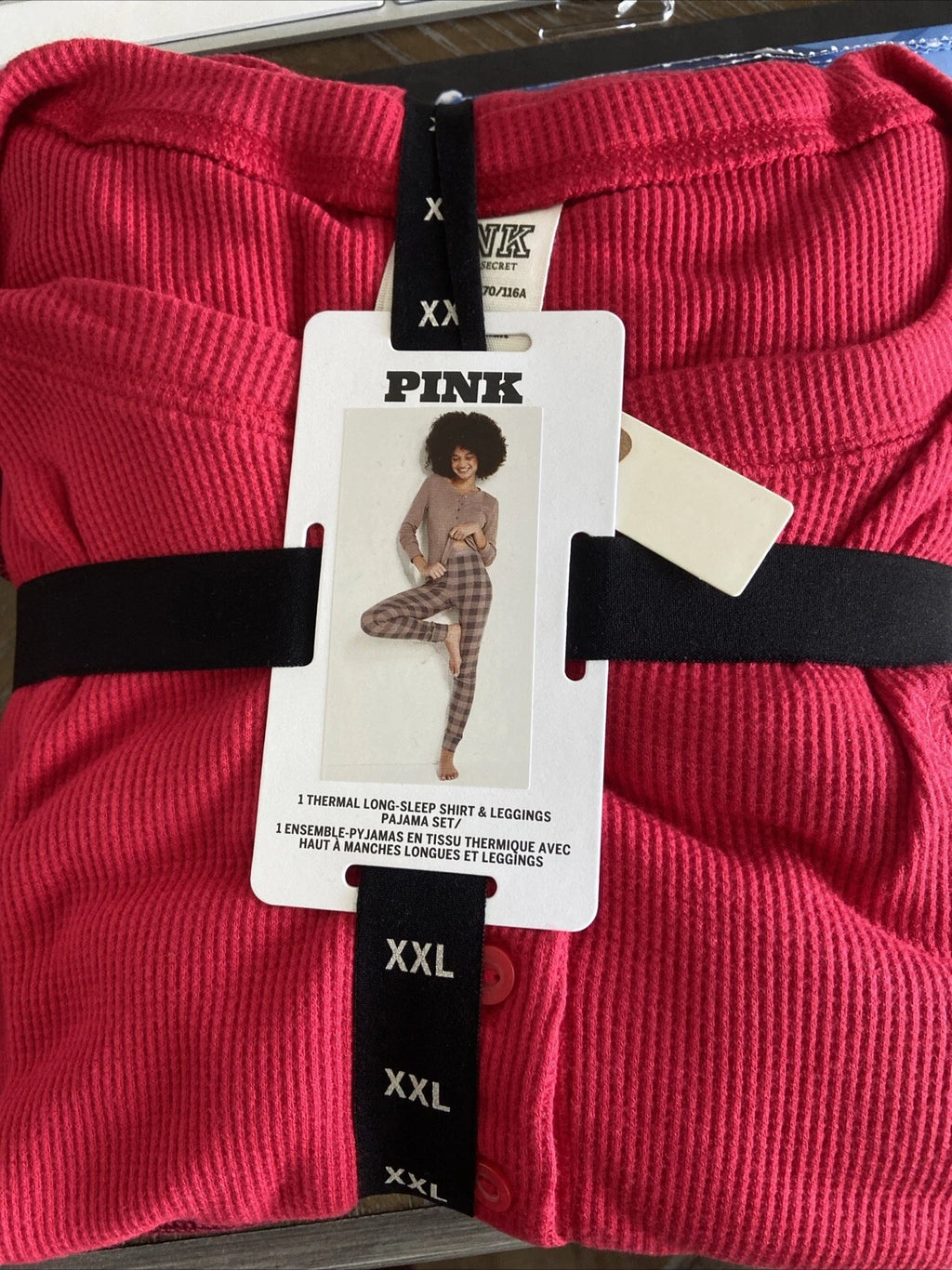 Victoria’s Secret Thermal Long Sleep Pajama Shirt & Leggings XXL Red & Black NWT