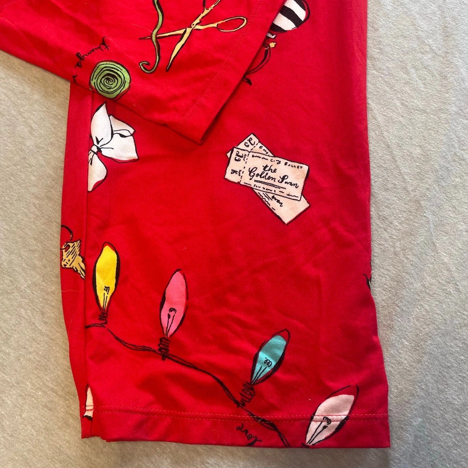 Kate Spade Red Holiday Christmas Novelty Print Pajamas Set Size Medium M