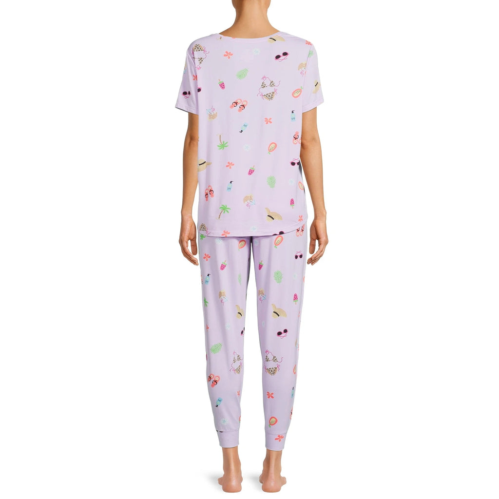 Secret Treasures Women's T-Shirt & Joggers Pajama Set, 2-Pcs Sky Pink Beach XL