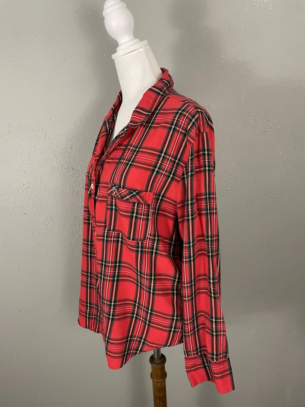Victorias Secret Pajama Set Size M Red Plaid Soft Cotton Flannel Sleep Lounge