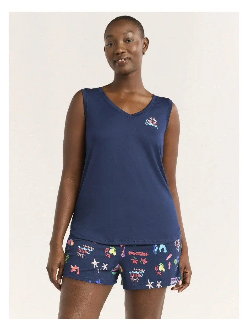 2-Piece JOYSPUN Women’s 2X (18W-20W) Shorty PJ Set Tank Top & Shorts Pajamas