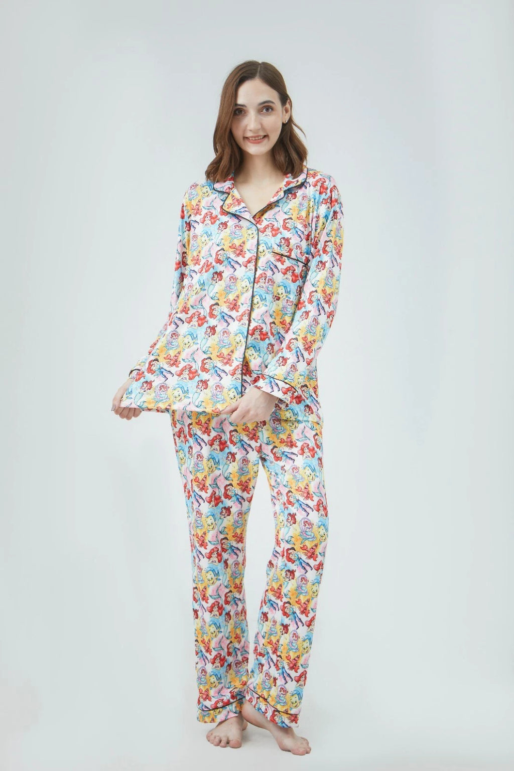 Little Mermaid Ariel Pajama Sets Long Sleeve Full-Length Bottom XL Extra Large