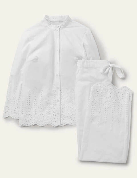 BODEN LADIES Broderie COTTON Pyjama Set WHITE SIZE UK 14 N0003 BRAND NEW  T2,30