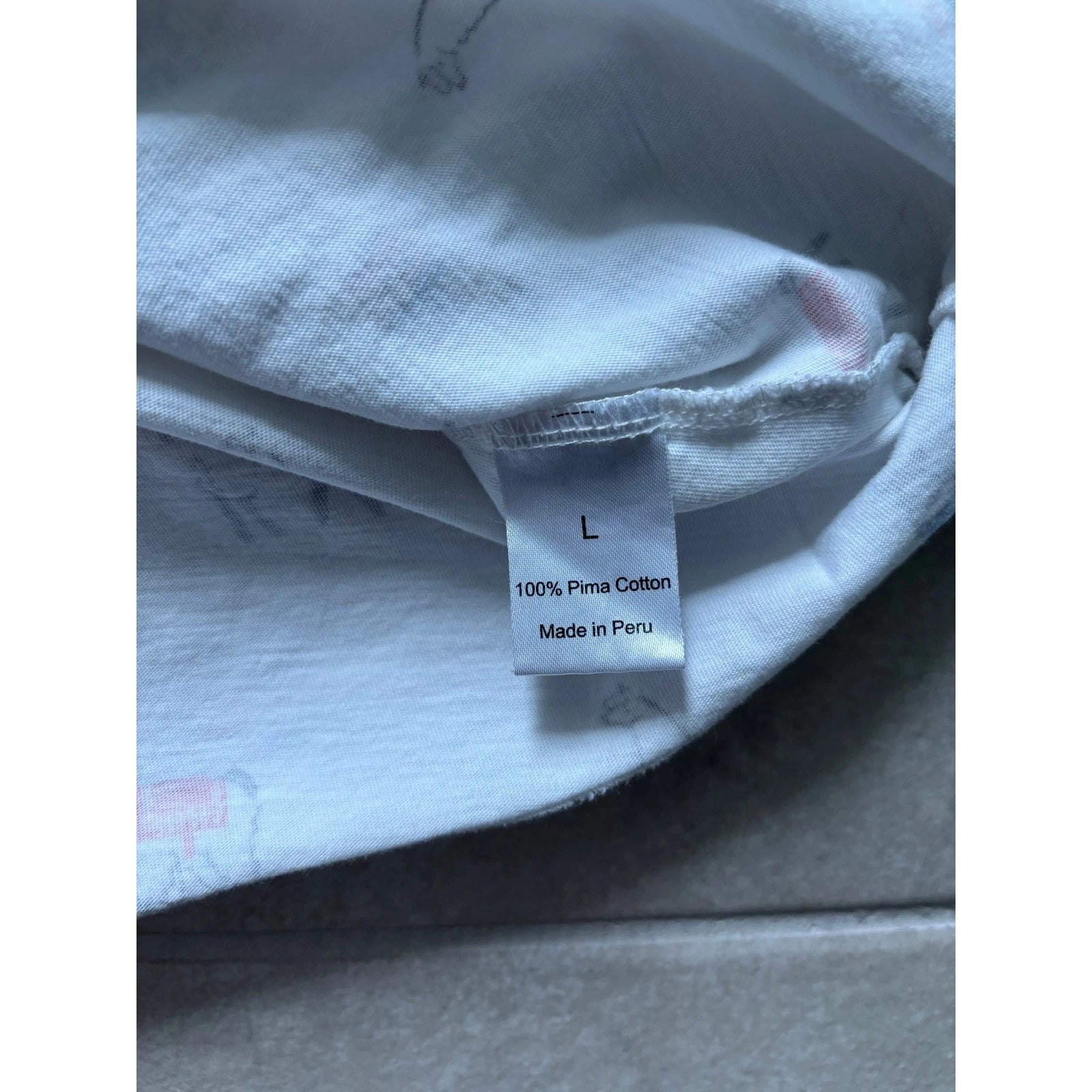 Cuddledown Pajama Set Womens Large White Pima Cotton Alpaca Print Comfort Lounge