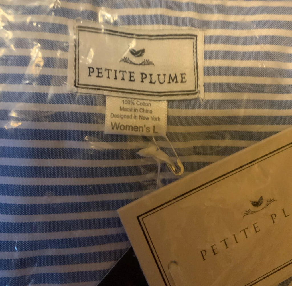 Petite Plum Women's Twill Pajama Set, Style# AWPJBSS-L, Size L, French Blue