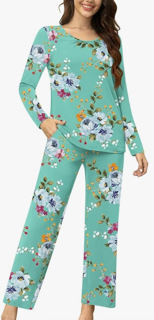 PRETTY Women's Pajamas, Long Sleeve Top, Pants with Pockets, 2X, Excellent! NWOT