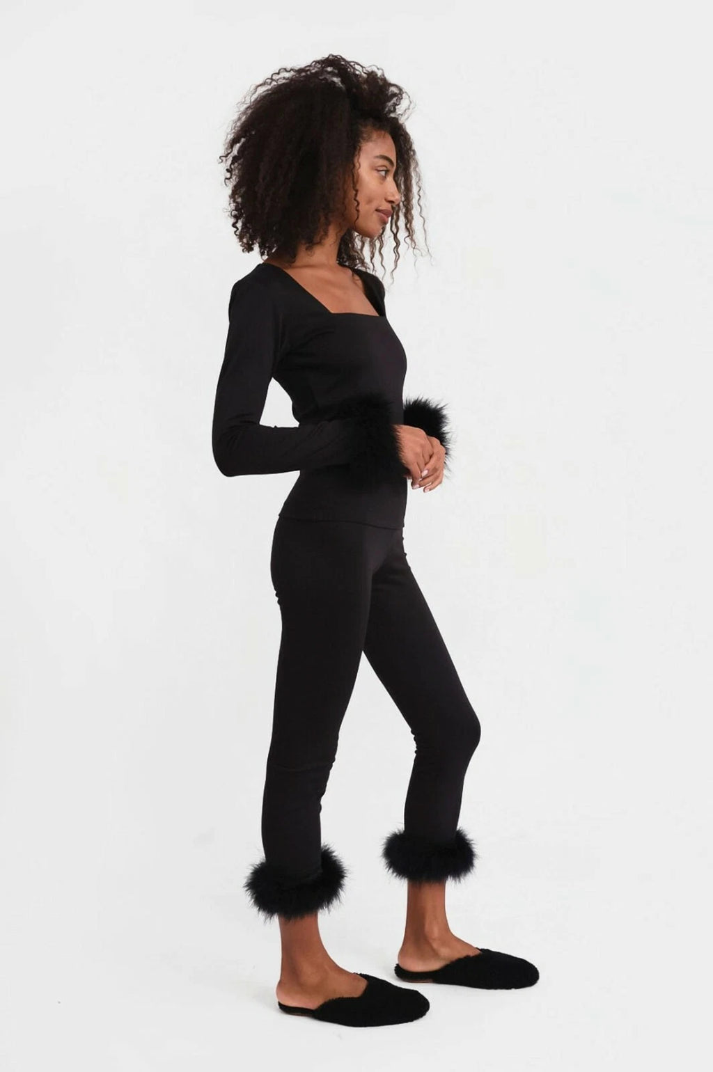 Sleeper Women’s Weekend Chic 2-piece Lounge Set Pajamas Feather Black sz XS NWT