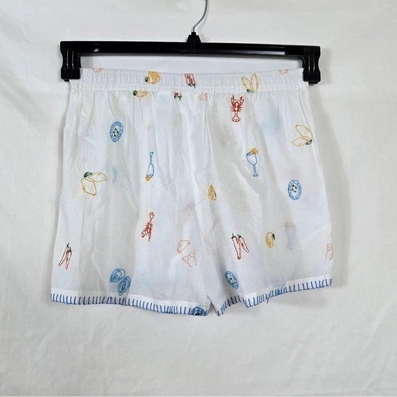 Cynthia Rowley Women's White Summer Embroidery Cotton Pajama Top Short Set S NEW