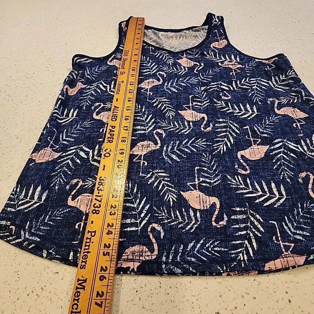 Croft & Barrow Womens Intimates Tank Top Short Pajama Set S Navy Blue Flamingos