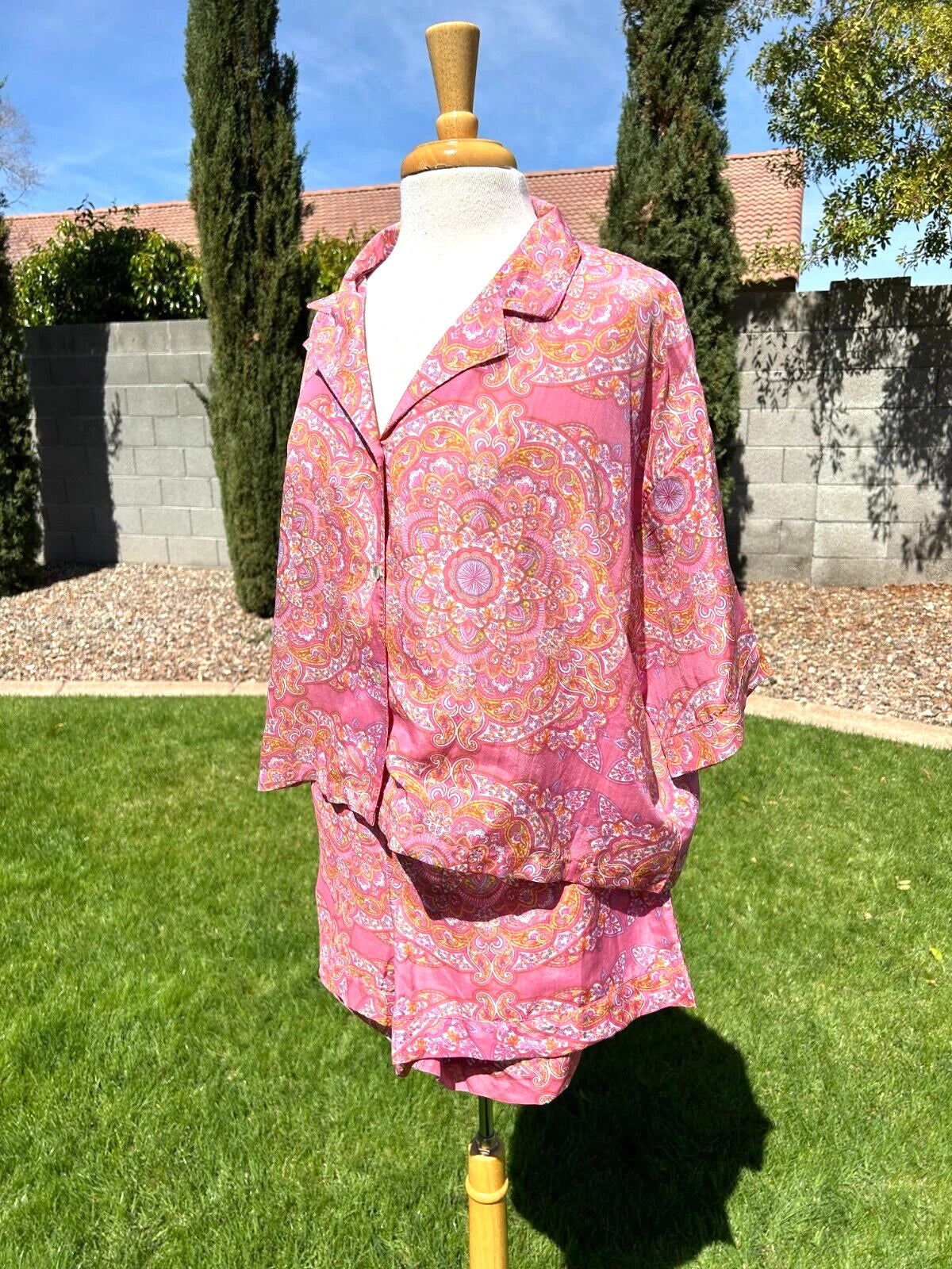 Papinelle Ines Pajamas 2 Piece Set Women's Size L French Rose $114 Gorgeous NWT