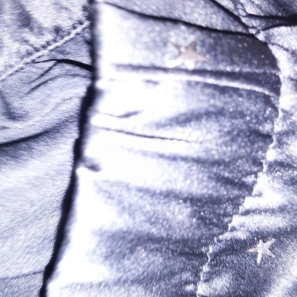 Victoria Secret Pajama Set Sleepwear XL Black Silver Stars Satin Long Sleeve New