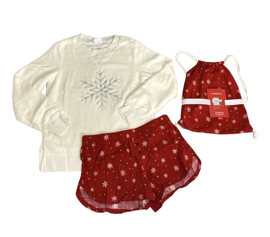 Women's Snowflake 3pc Backpack and Pajama Set - Wondershop - Cream/Red - S -S312
