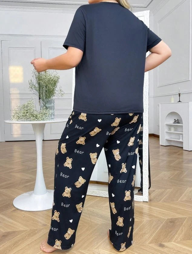 PYJAMA PLUS SIZE 18 NAVY CUTE TEDDY BEAR PRINT  STRETCH LOUNGEWEAR COMFORT
