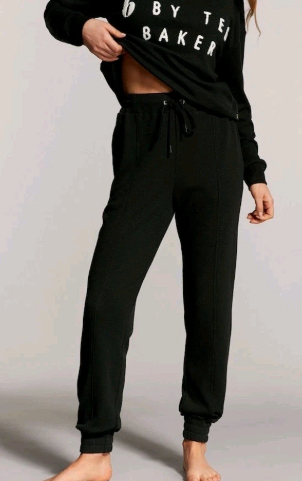 Ted Baker Size 10 Womens Black Waffle Pyjamas Joggers Loungewear Set BNWT