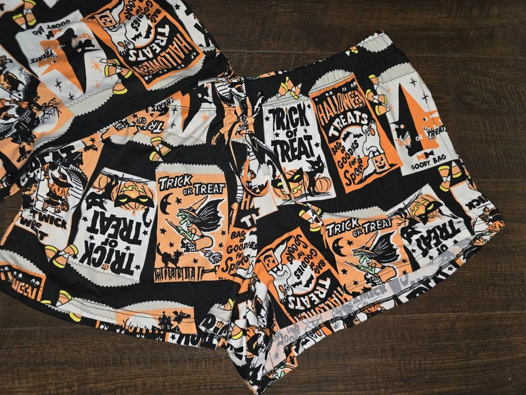 Way To Celebrate Witch Women's HALLOWEEN Shorty Pajamas Set Retro Cat Sz S M