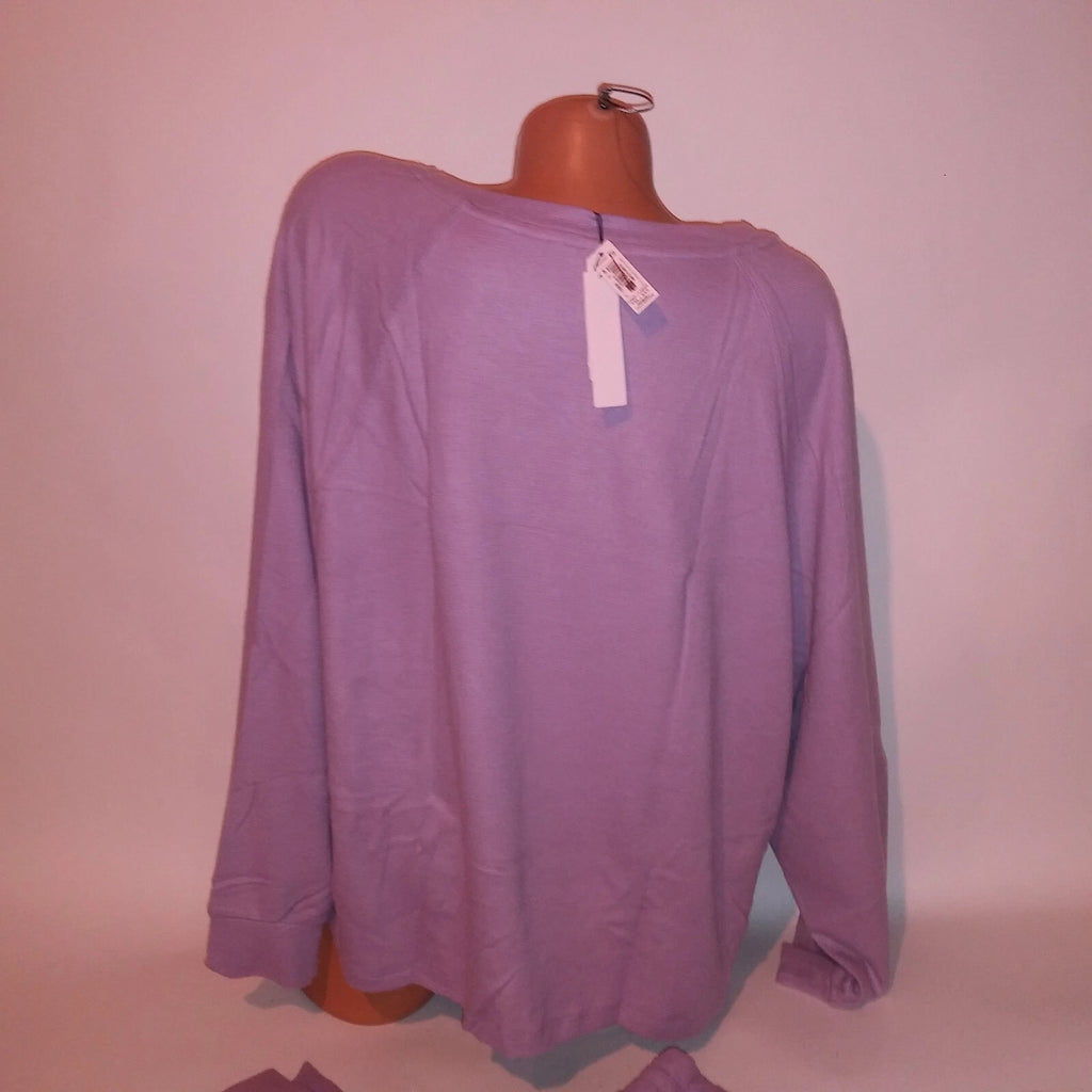 Victoria Secret Pajama Set XXL Top & Bottom Purple Glow Waffle Henley Jogger New