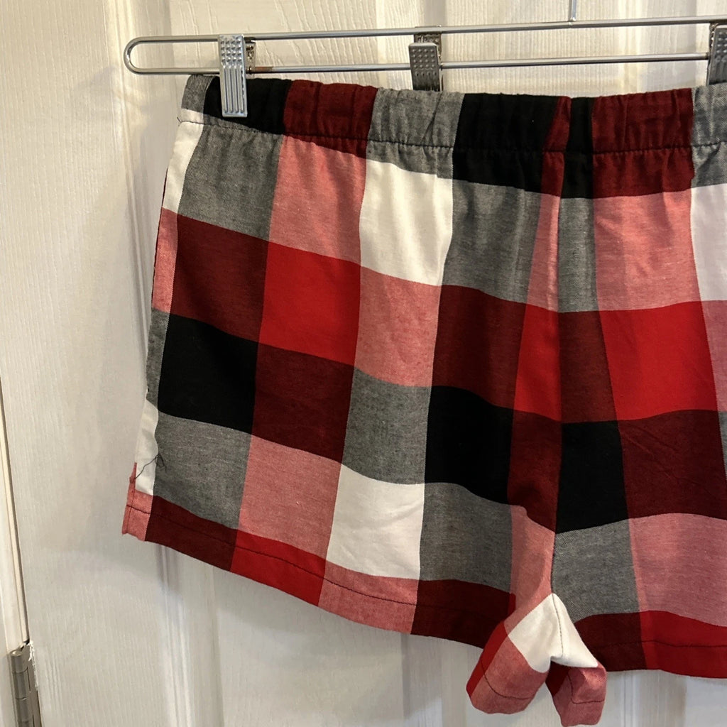 NWT Stars Above Women’s Plaid Flannel Pajama Lounge Shorts Size XL Red Multi