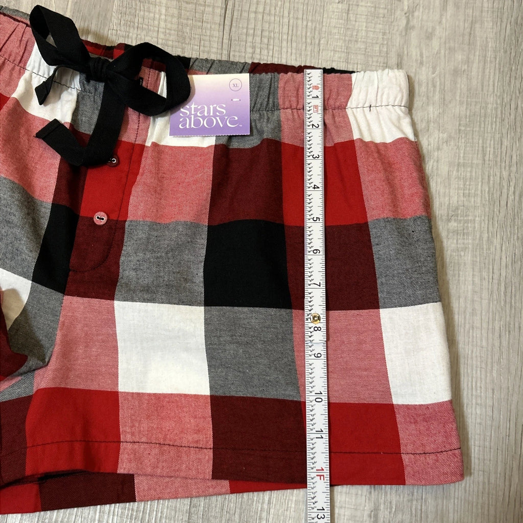NWT Stars Above Women’s Plaid Flannel Pajama Lounge Shorts Size XL Red Multi