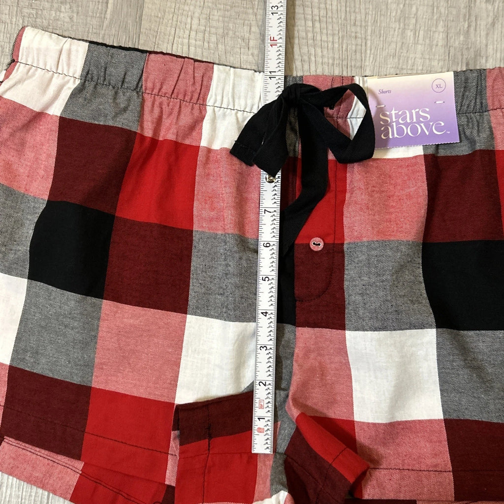 NWT Stars Above Women’s Plaid Flannel Pajama Lounge Shorts Size XL Red Multi