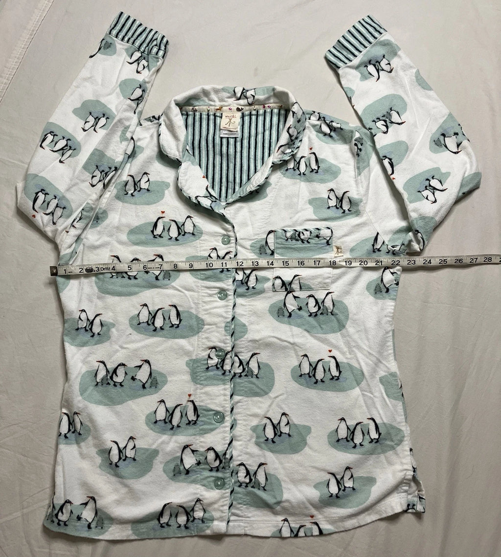 Munki Munki Pajama Set Penguines Top Bottoms Comfy Cozy Flannel Jammies Relax Pj