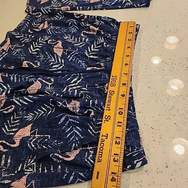 Croft & Barrow Womens Intimates Tank Top Short Pajama Set S Navy Blue Flamingos