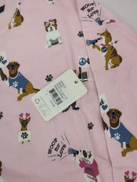 PJ Salvage Blush Woof For Love L/S Knit Pajama Set Sz SM AM27