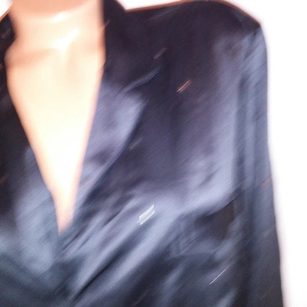 Victoria Secret Pajama Set Sleepwear XL Black Silver Stars Satin Long Sleeve New