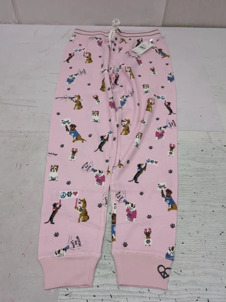 PJ Salvage Blush Woof For Love L/S Knit Pajama Set Sz SM AM27