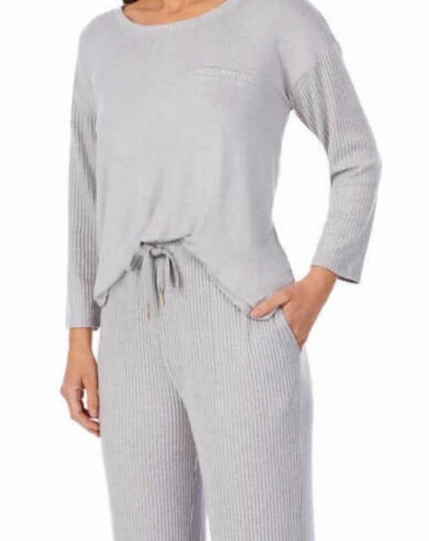 Carole Hochman Ladies' Pajama Lounge Gray 2-Piece Ribbed Top Pant XXL NEW