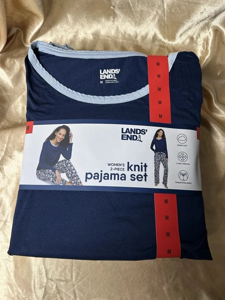 2 piece LANDS END Soft Stretch womens Sleepwear Pajama Set Size MEDIUM 8-10