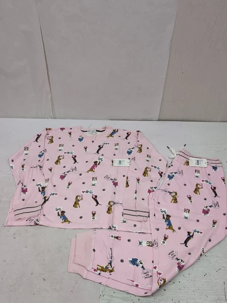 PJ Salvage Blush Woof For Love L/S Knit Pajama Set Sz XL AM30