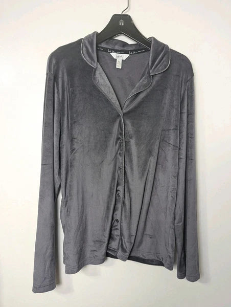 Nicole Miller 2 PC Pajama Set  XL Top Bottom Velvety Soft Sparkle Gray Stretch