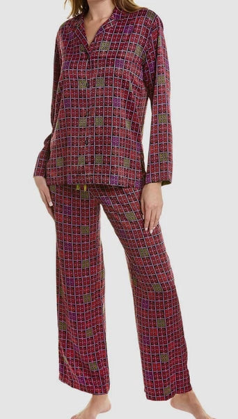 $195 Natori Women's Black Red Sleepwear 2-Piece Infinity Pajama Set Size XL